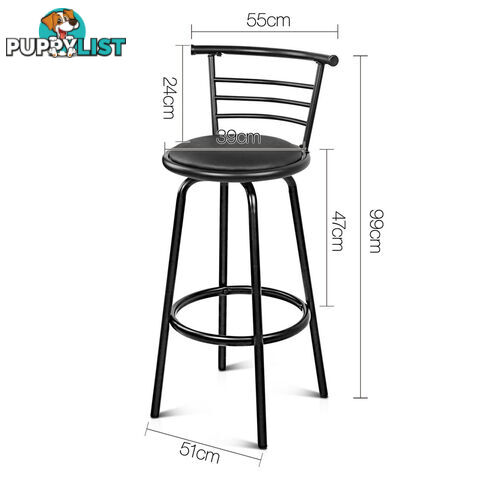 Set of 2 360ëSwivel Bar Stool - Black