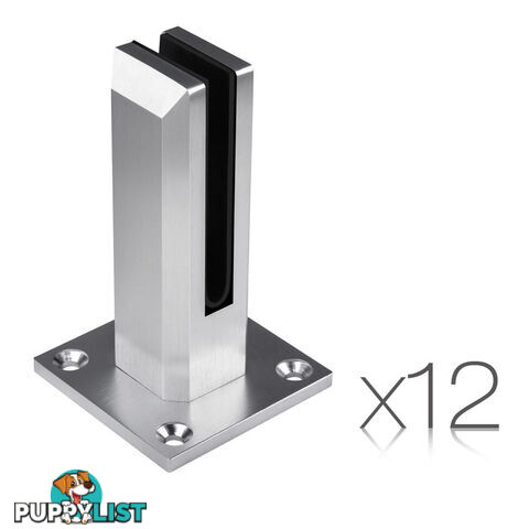 Set of 12 Frameless Glass Spigots Fencing Mount Square