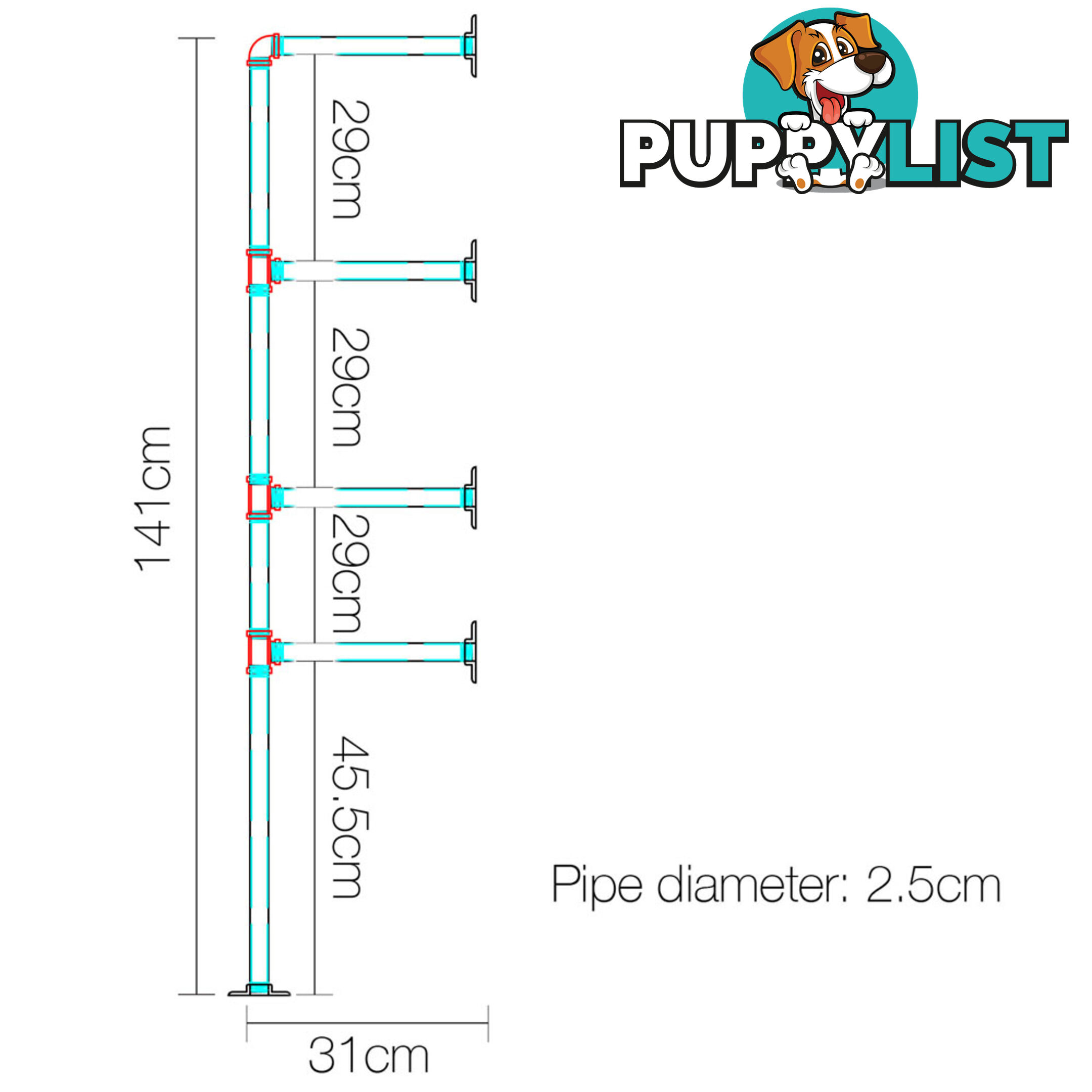 Wall Mount Pipe Bracket Shelf _ÑÐ 141 CM