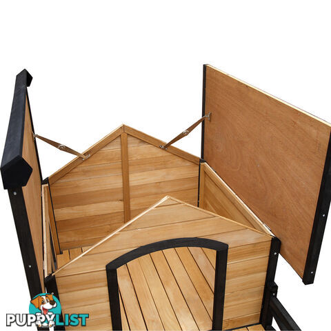 Dog Kennel with Patio - Black