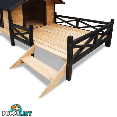 Dog Kennel with Patio - Black