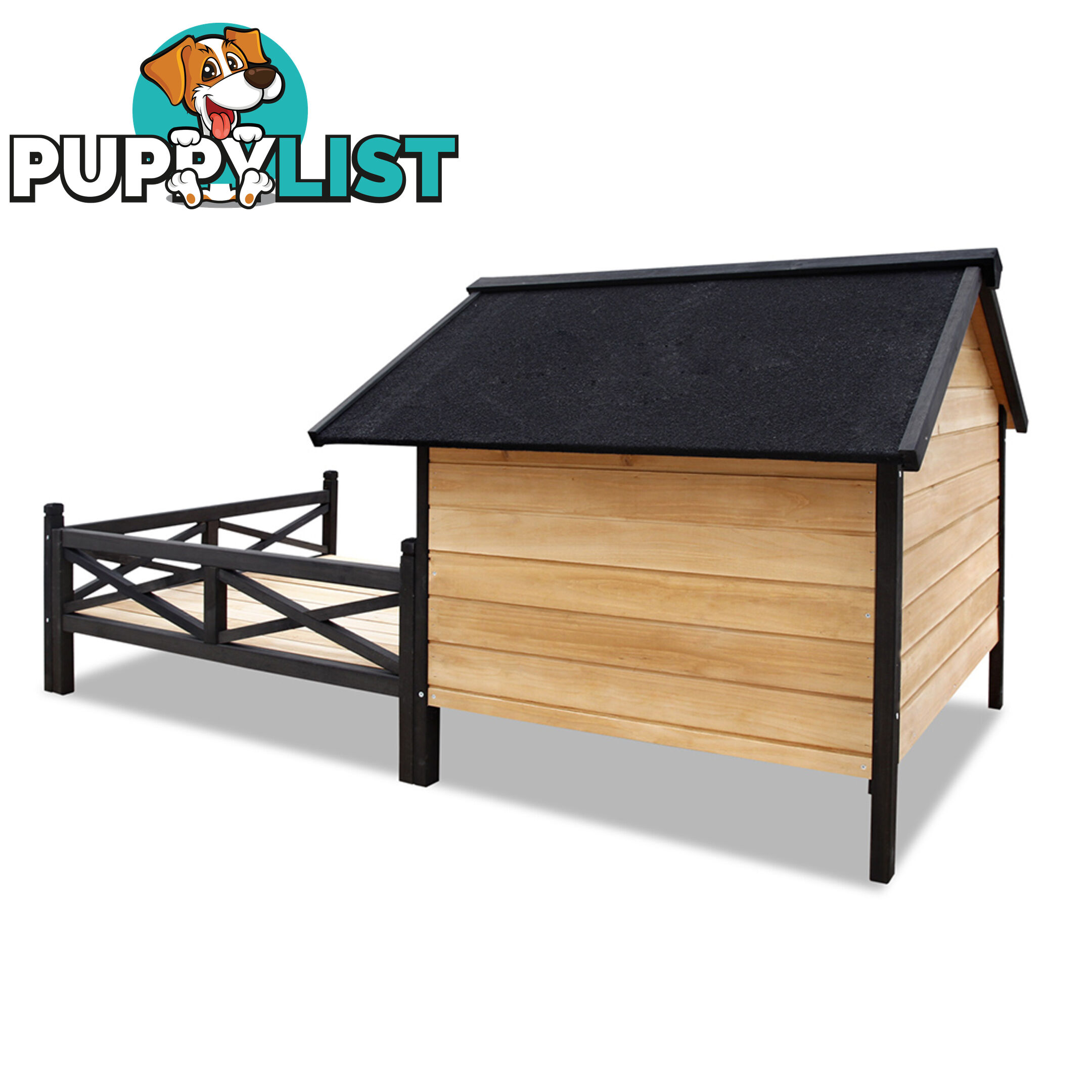 Dog Kennel with Patio - Black