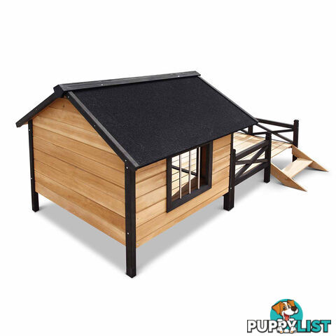 Dog Kennel with Patio - Black