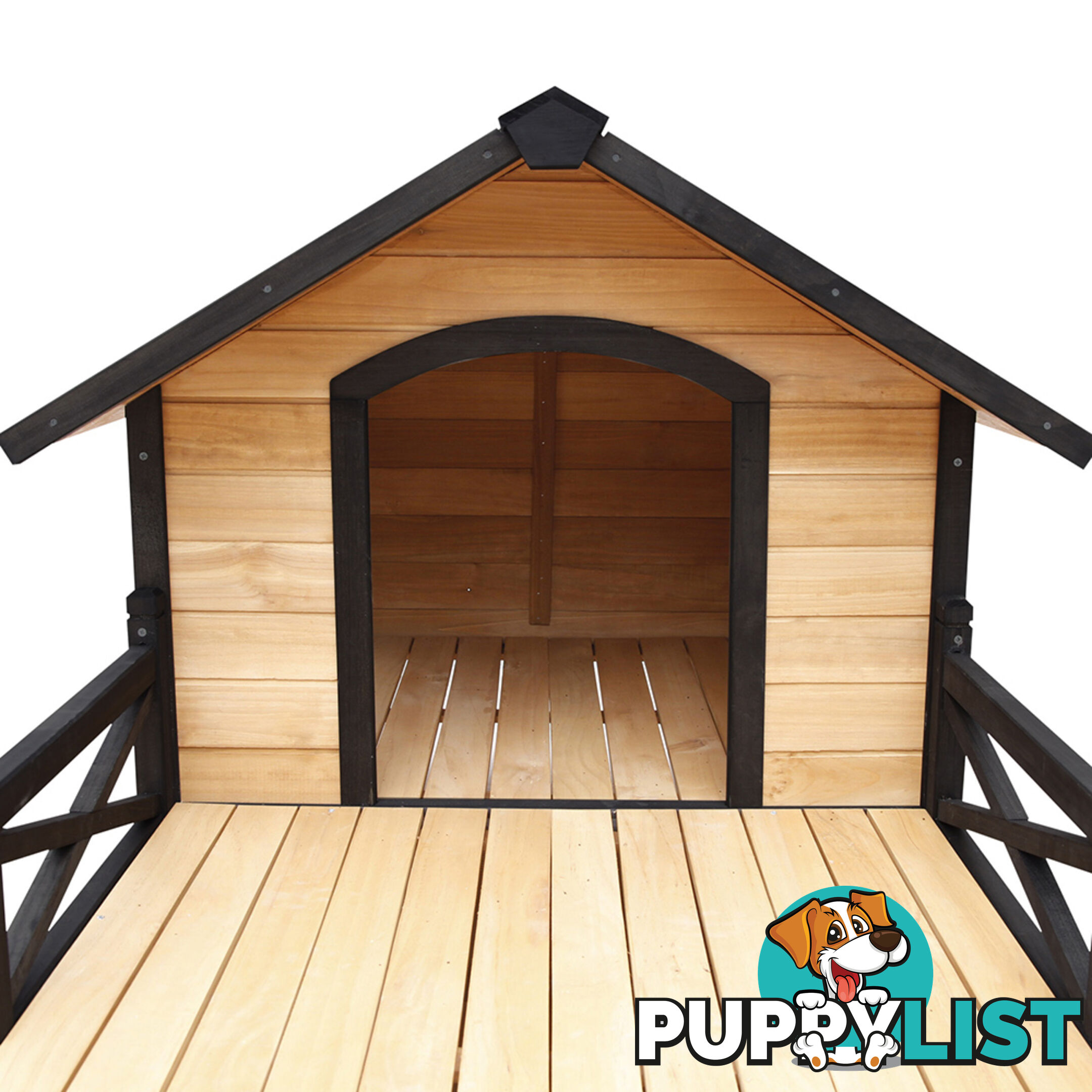 Dog Kennel with Patio - Black