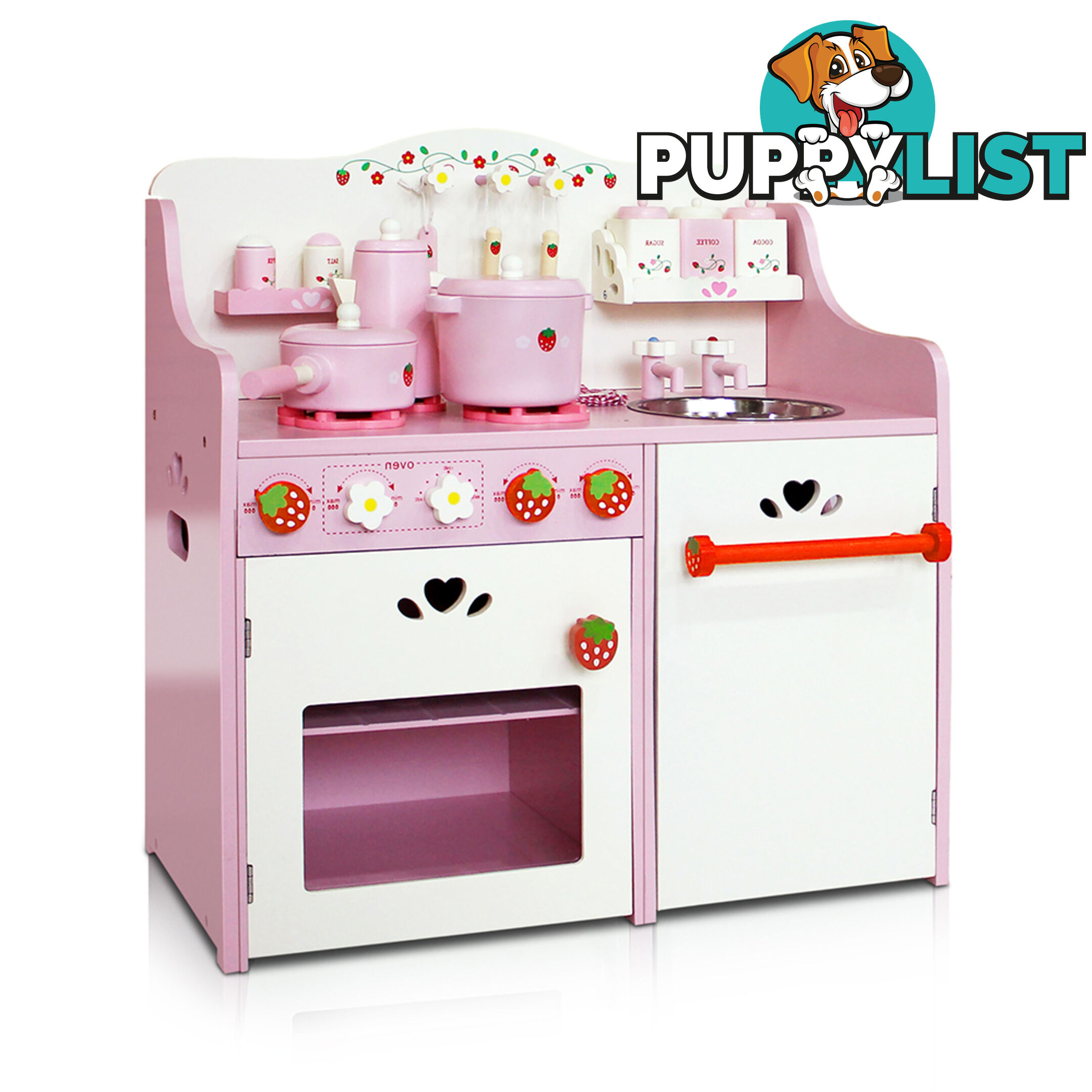 Children Wooden Kitchen Play Set Pink