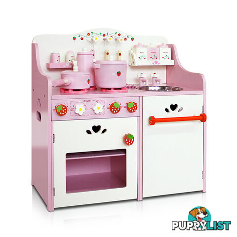 Children Wooden Kitchen Play Set Pink