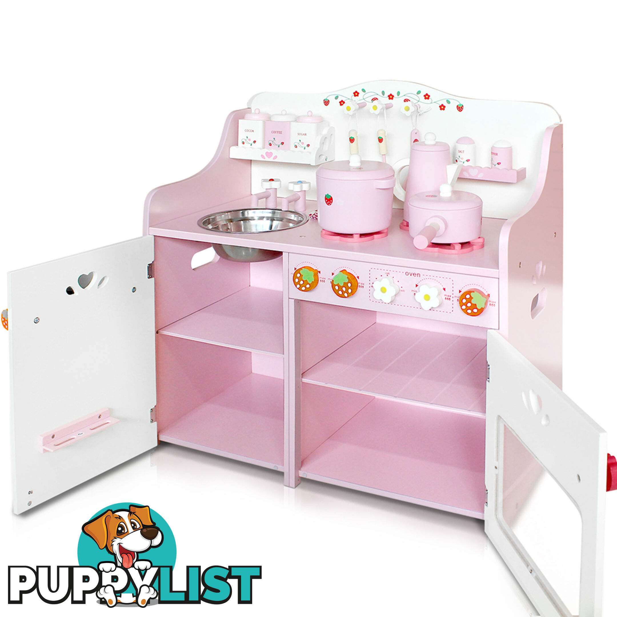 Children Wooden Kitchen Play Set Pink