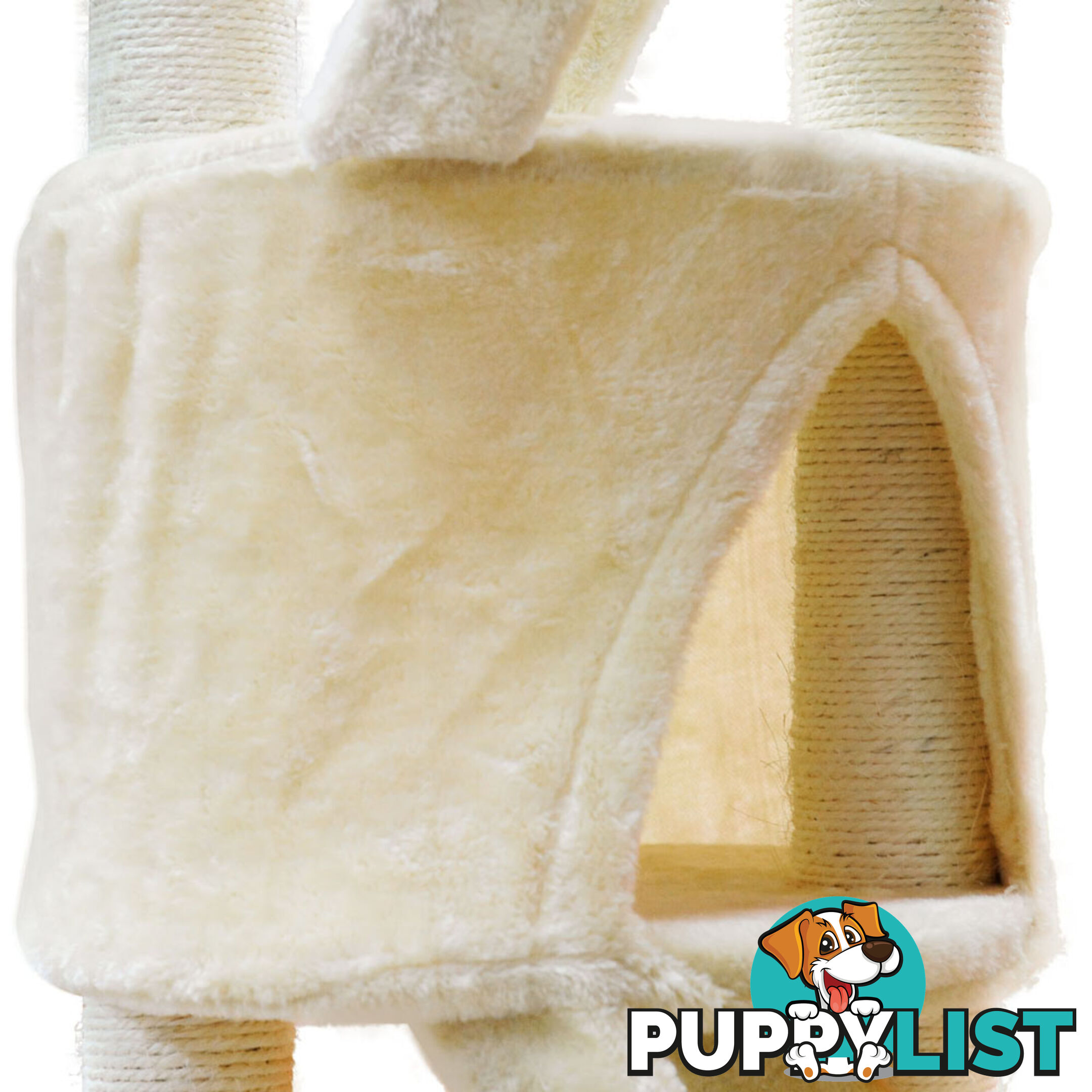 Multi Level Cat Scratching Poles Tree w/ Ladder Beige