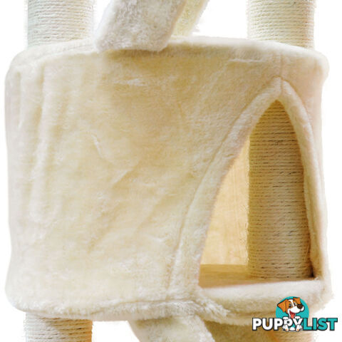 Multi Level Cat Scratching Poles Tree w/ Ladder Beige