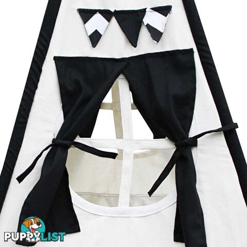 4 Poles Teepee Tent w/ Storage Bag Black