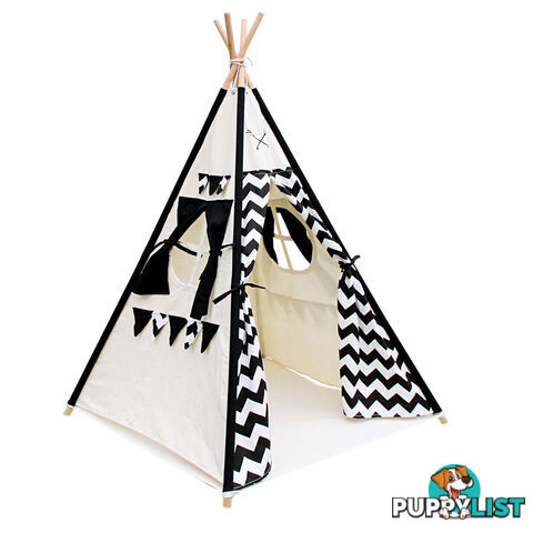 4 Poles Teepee Tent w/ Storage Bag Black