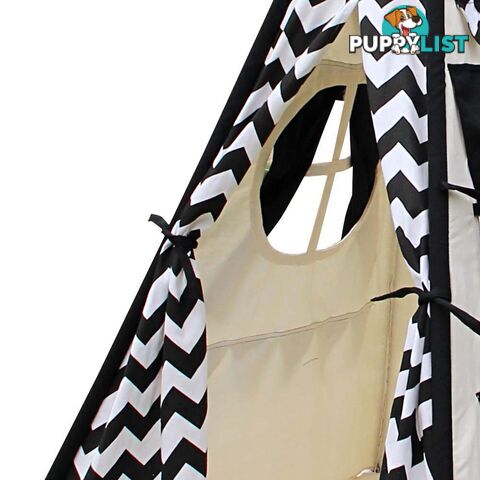 4 Poles Teepee Tent w/ Storage Bag Black