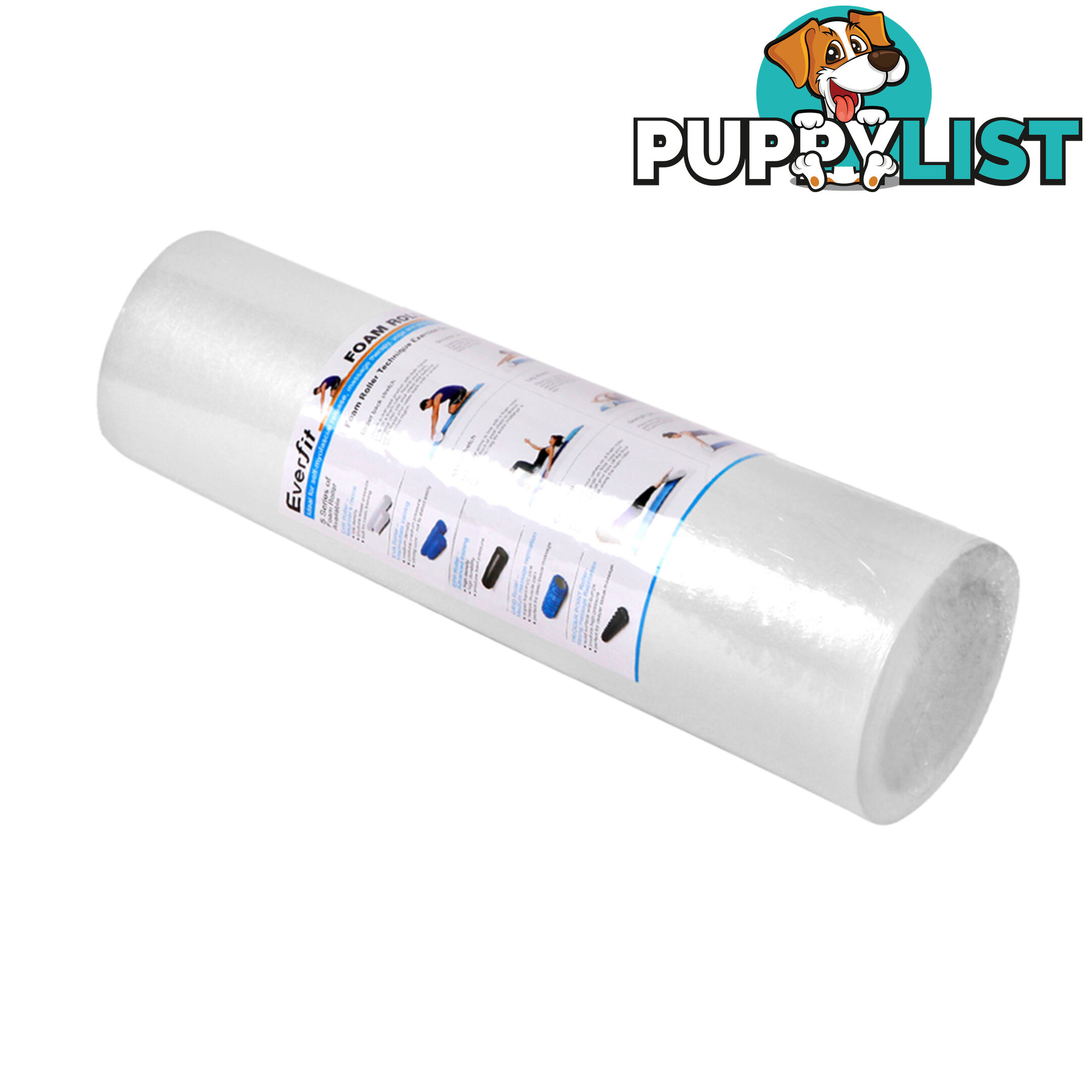 Yoga Gym Pilates EPE Stick Foam Roller White 45 x 15cm