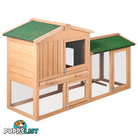 Rabbit Hutch Chicken Coop Cage Guinea Pig Ferret House w/ 2 Storeys Run