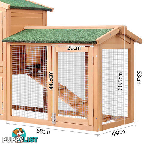 Rabbit Hutch Chicken Coop Cage Guinea Pig Ferret House w/ 2 Storeys Run