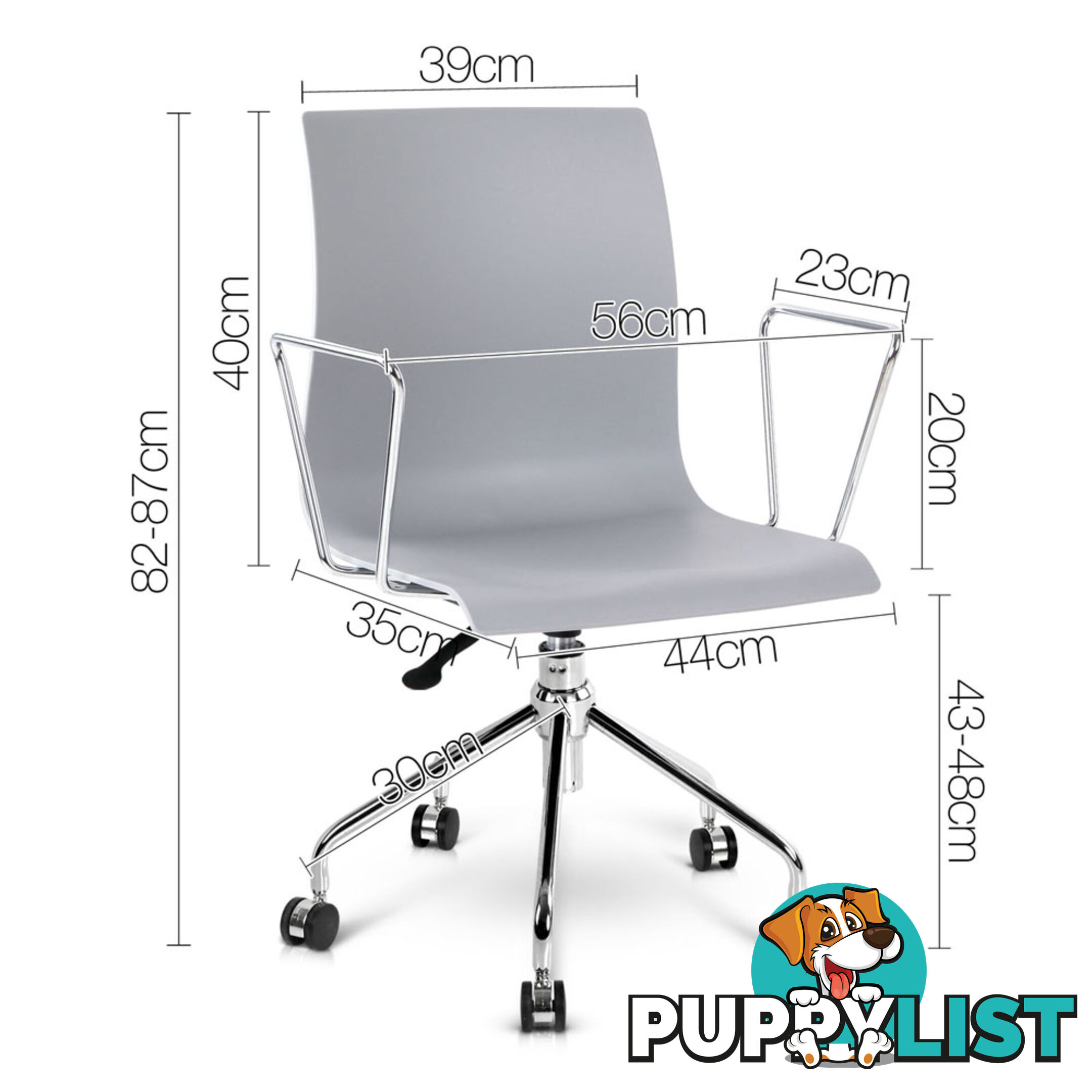 Modern Office Chair with Armrests Grey