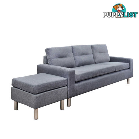 4 Seater Linen Fabric Sofa Couch w/ ottoman Grey