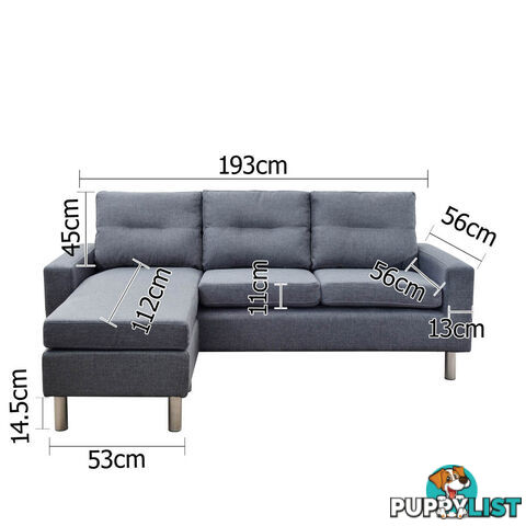 4 Seater Linen Fabric Sofa Couch w/ ottoman Grey