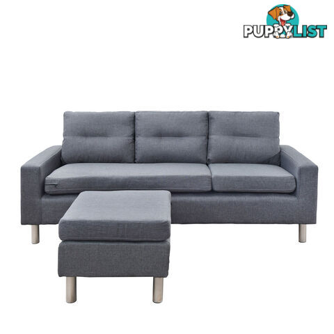 4 Seater Linen Fabric Sofa Couch w/ ottoman Grey