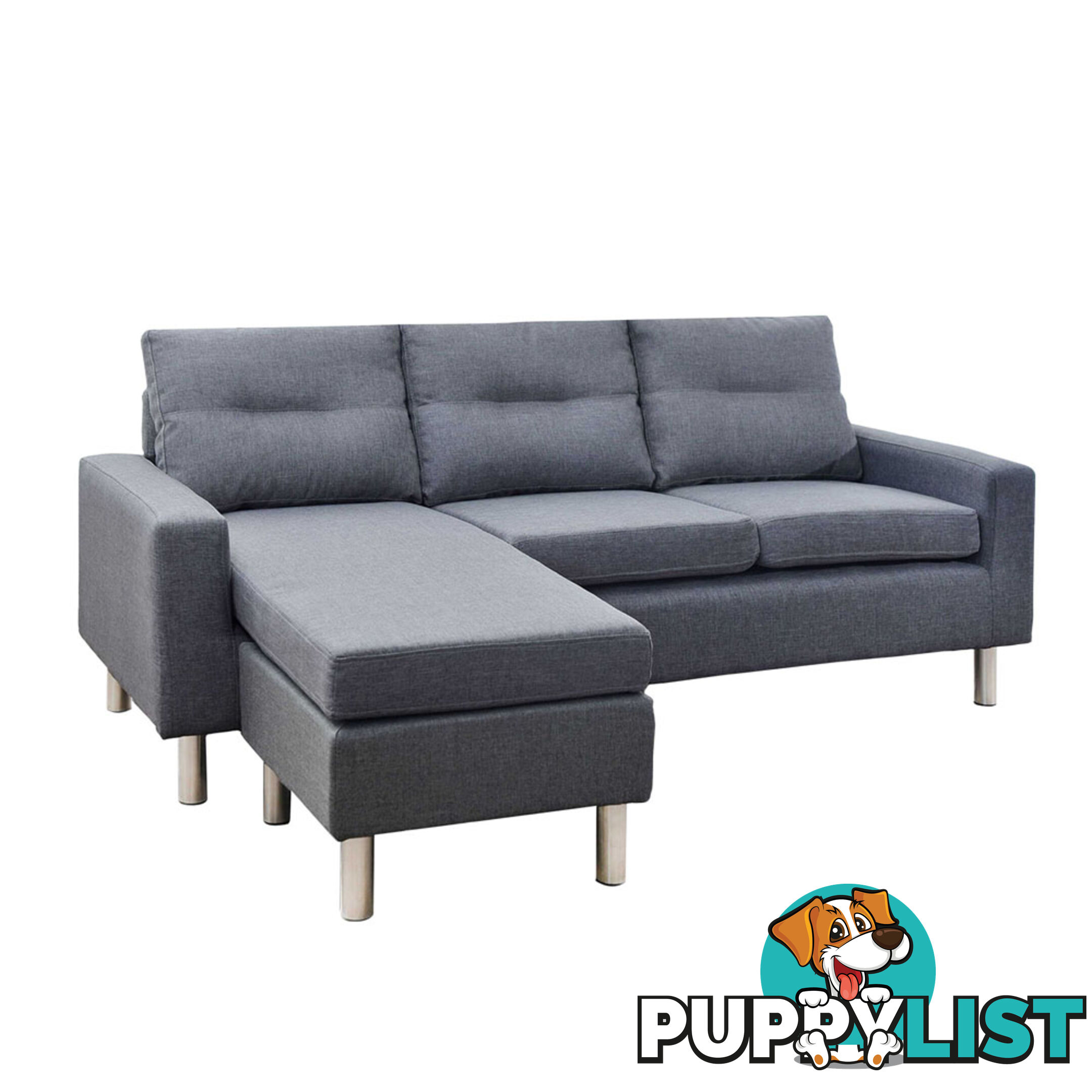 4 Seater Linen Fabric Sofa Couch w/ ottoman Grey