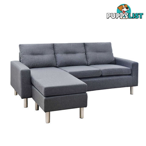 4 Seater Linen Fabric Sofa Couch w/ ottoman Grey