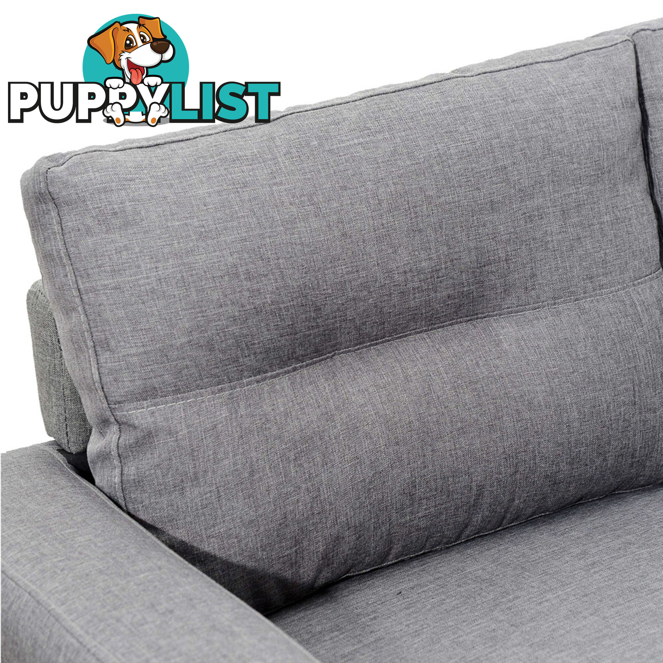 4 Seater Linen Fabric Sofa Couch w/ ottoman Grey