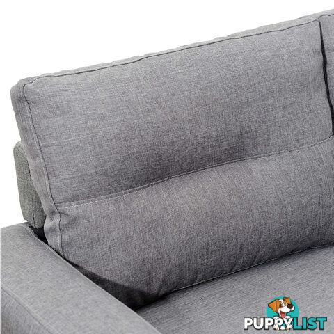 4 Seater Linen Fabric Sofa Couch w/ ottoman Grey