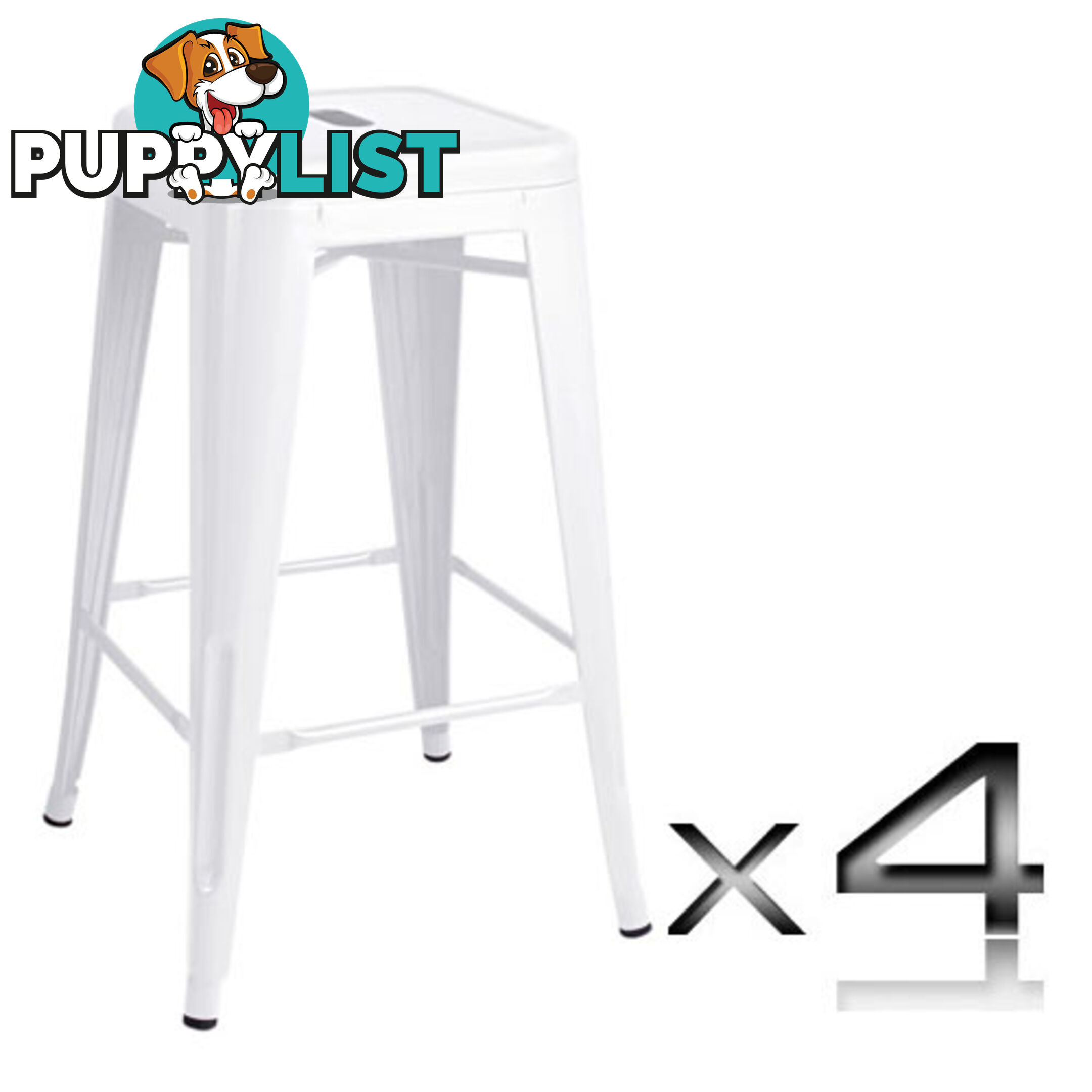 Set of 4 Replica Tolix Kitchen Bar Stool 66cm White