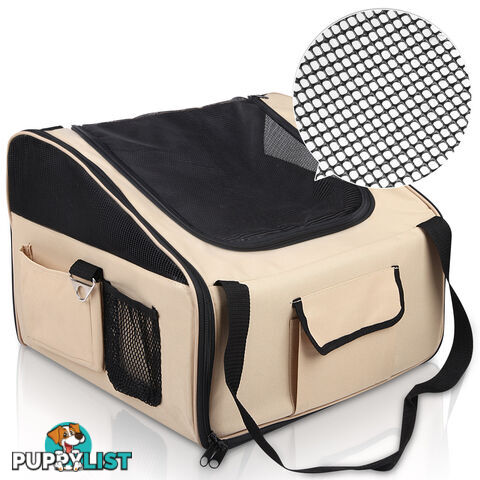 Pet Dog Cat Car Seat Carrier Travel Bag Small Beige