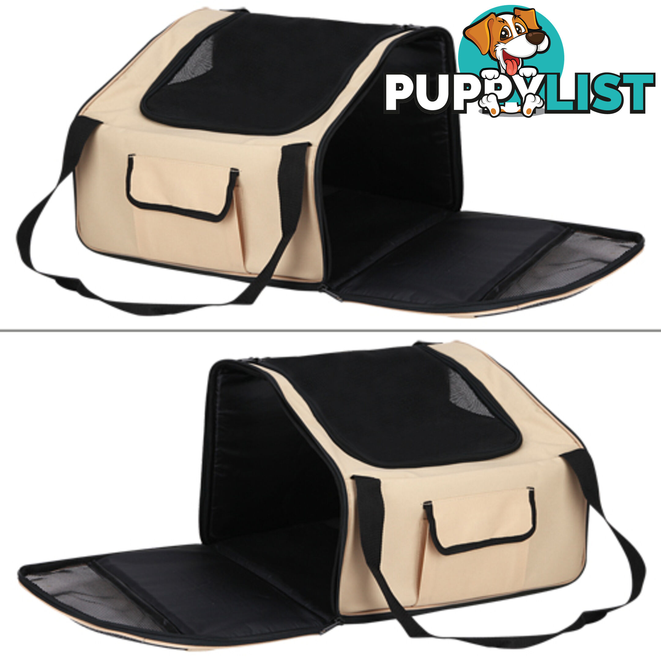 Pet Dog Cat Car Seat Carrier Travel Bag Small Beige