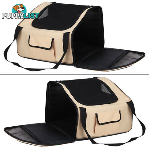 Pet Dog Cat Car Seat Carrier Travel Bag Small Beige