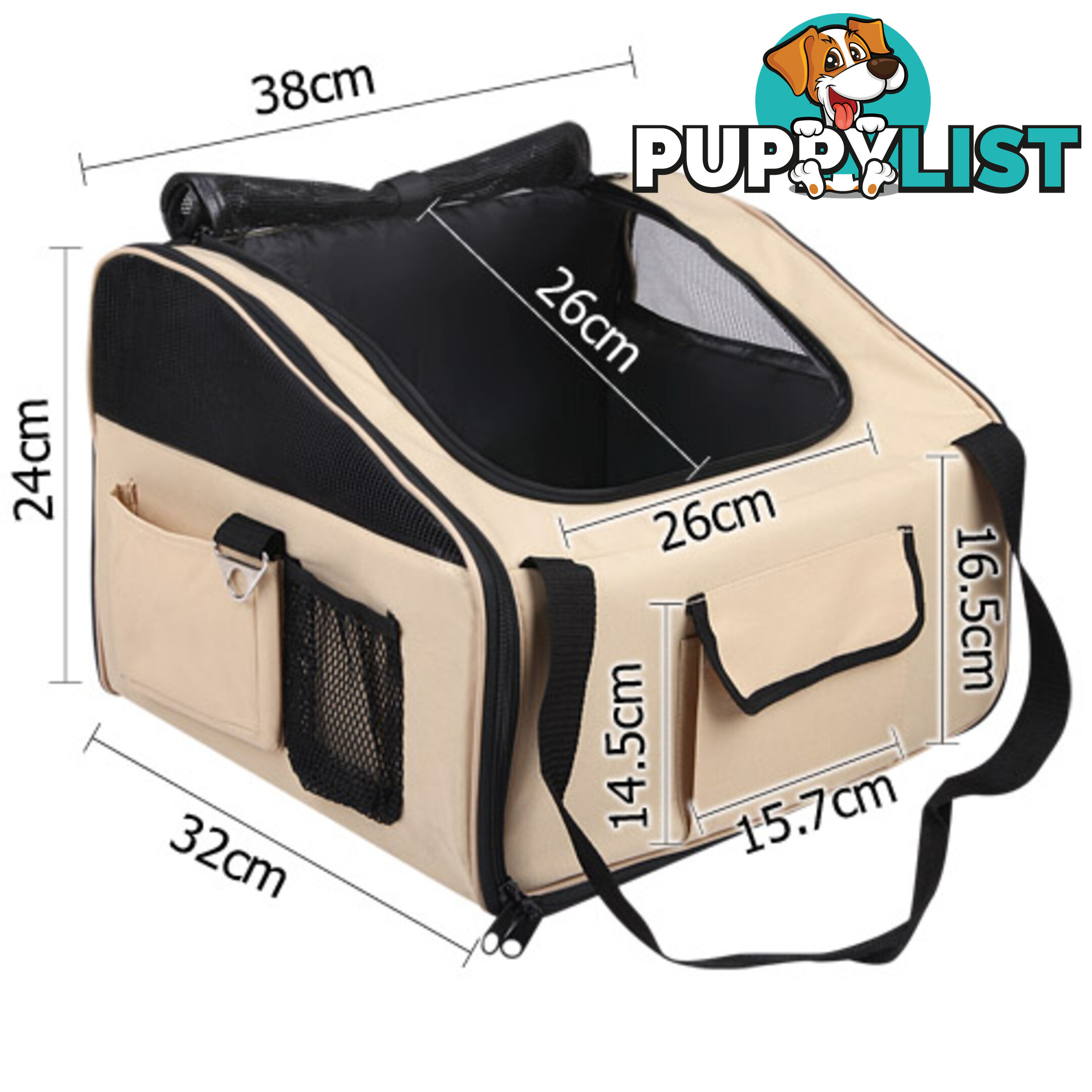 Pet Dog Cat Car Seat Carrier Travel Bag Small Beige