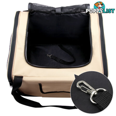 Pet Dog Cat Car Seat Carrier Travel Bag Small Beige