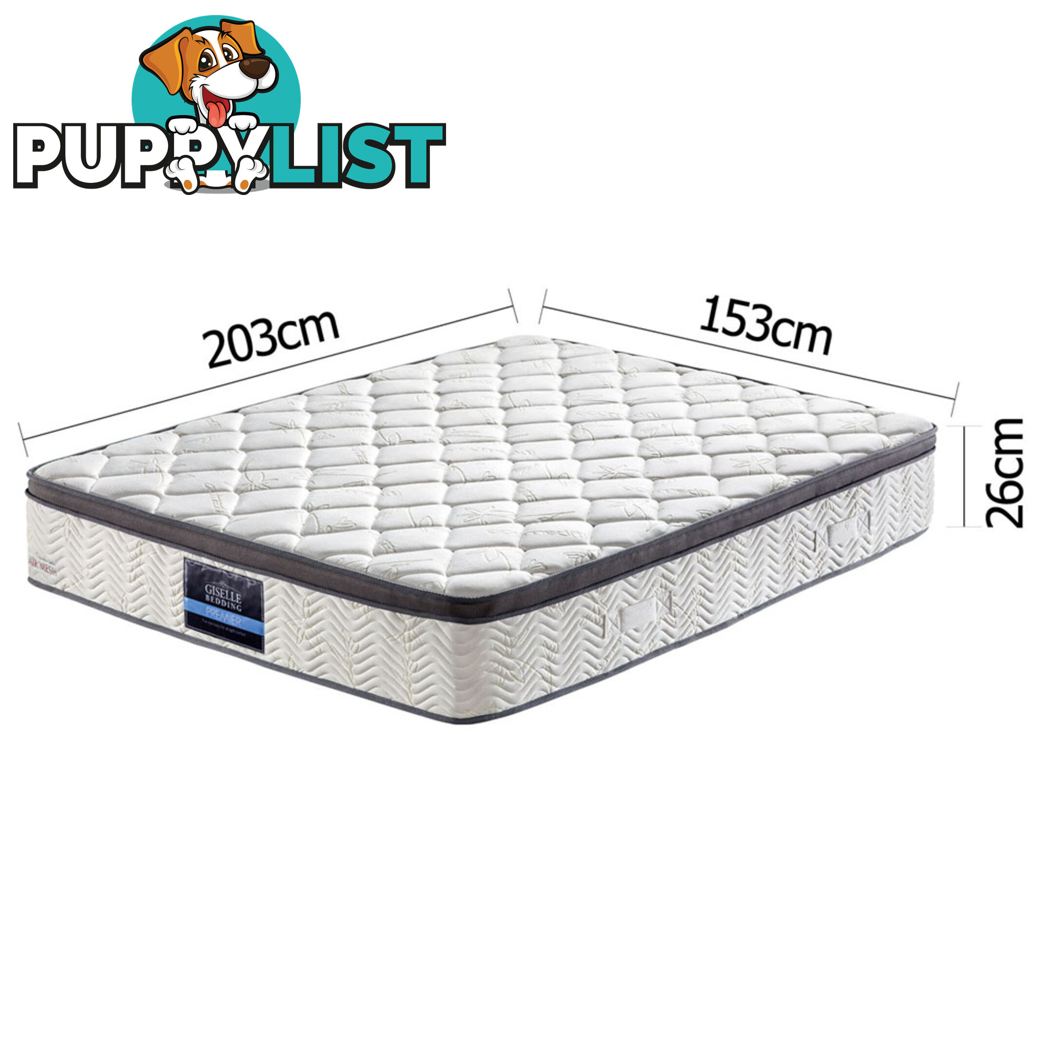 Euro Top Pocket Spring Bamboo Fabric Mattress Queen