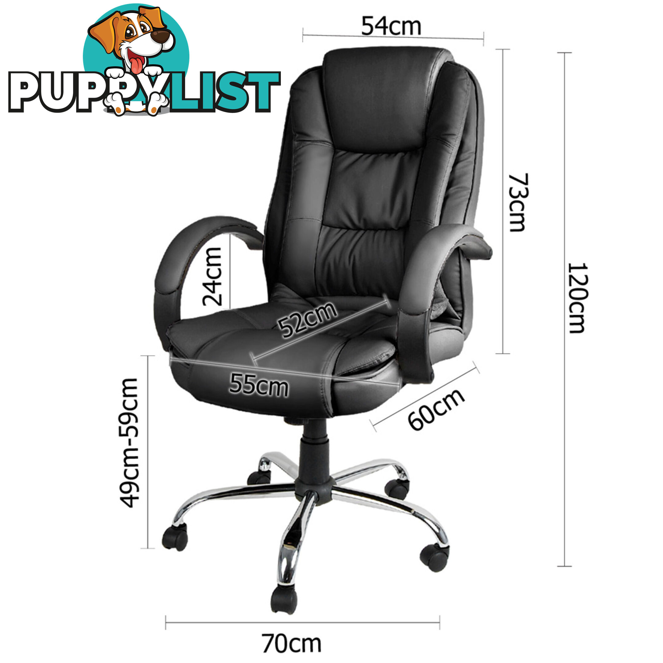 Executive PU Leather Office Computer Chair Black