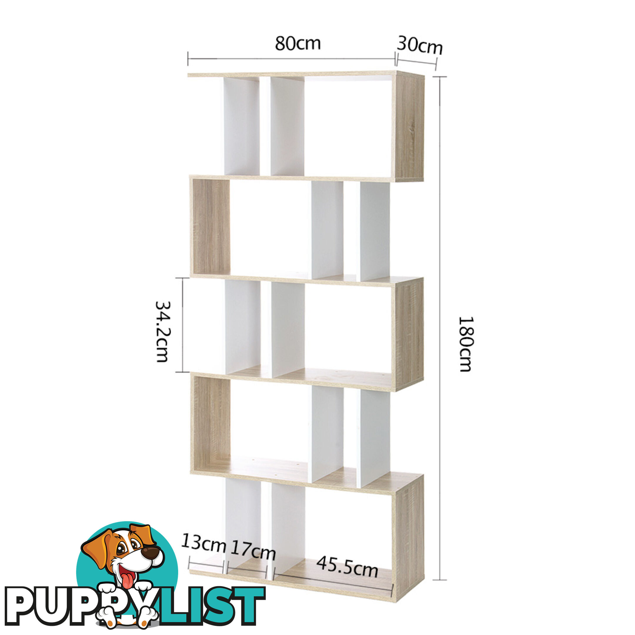 5 Tier Display/Book/Storage Shelf Unit White Brown