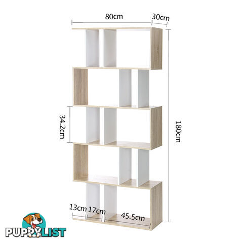 5 Tier Display/Book/Storage Shelf Unit White Brown