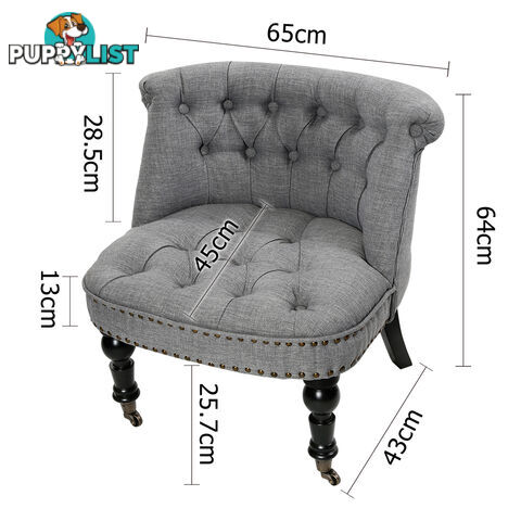 Lorraine Chair French Provincial Linen Fabric Sofa Ash Grey