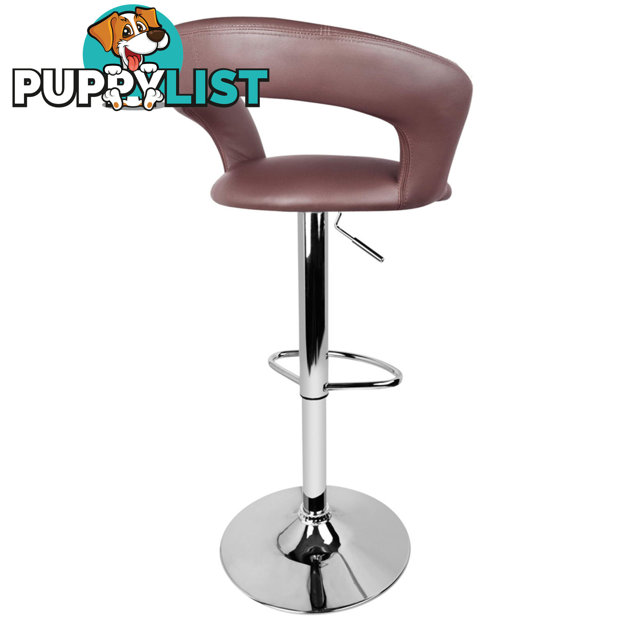 Set of 2 PU Leather Kitchen Bar Stool Chocolate