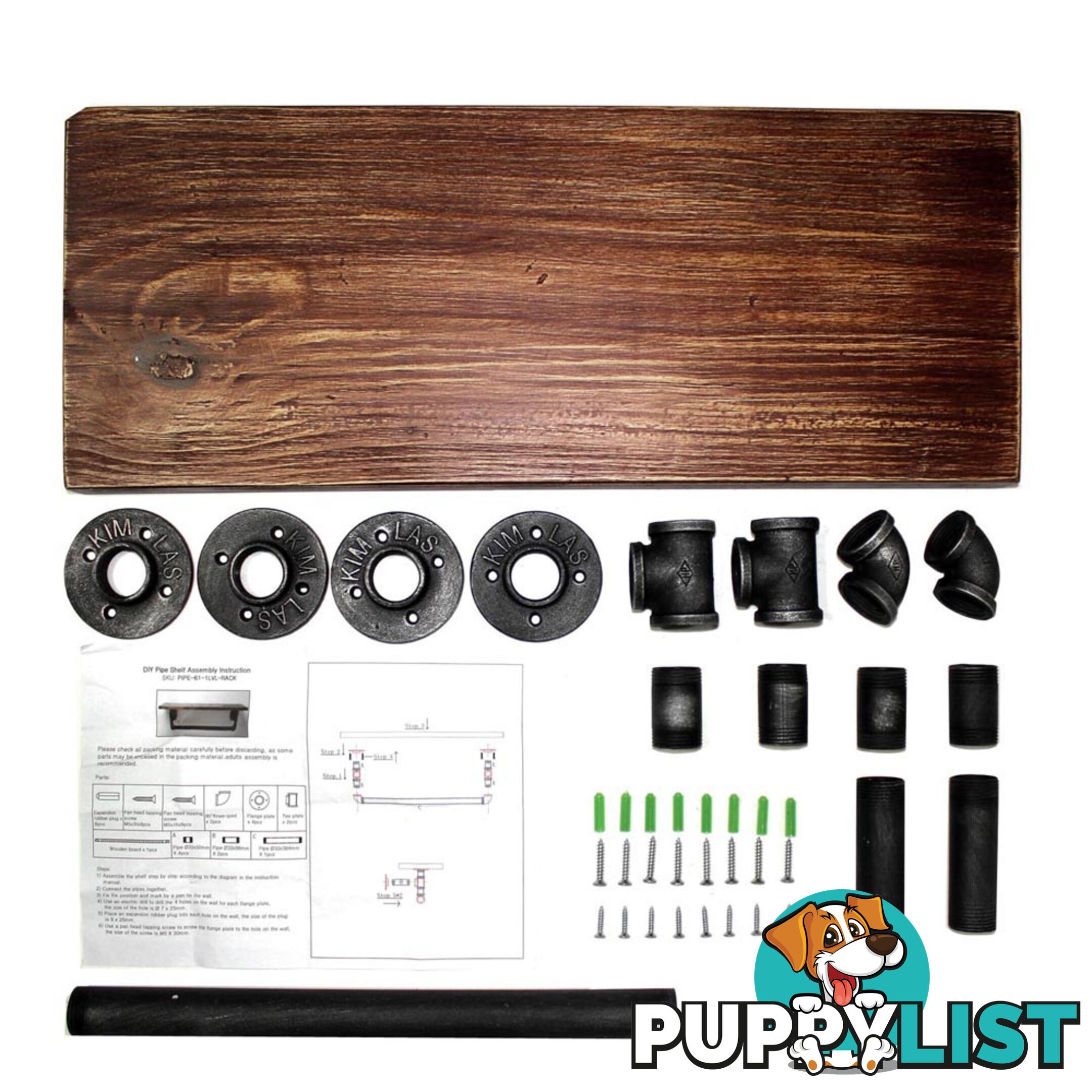 Rustic Industrial DIY Floating Pipe Shelf