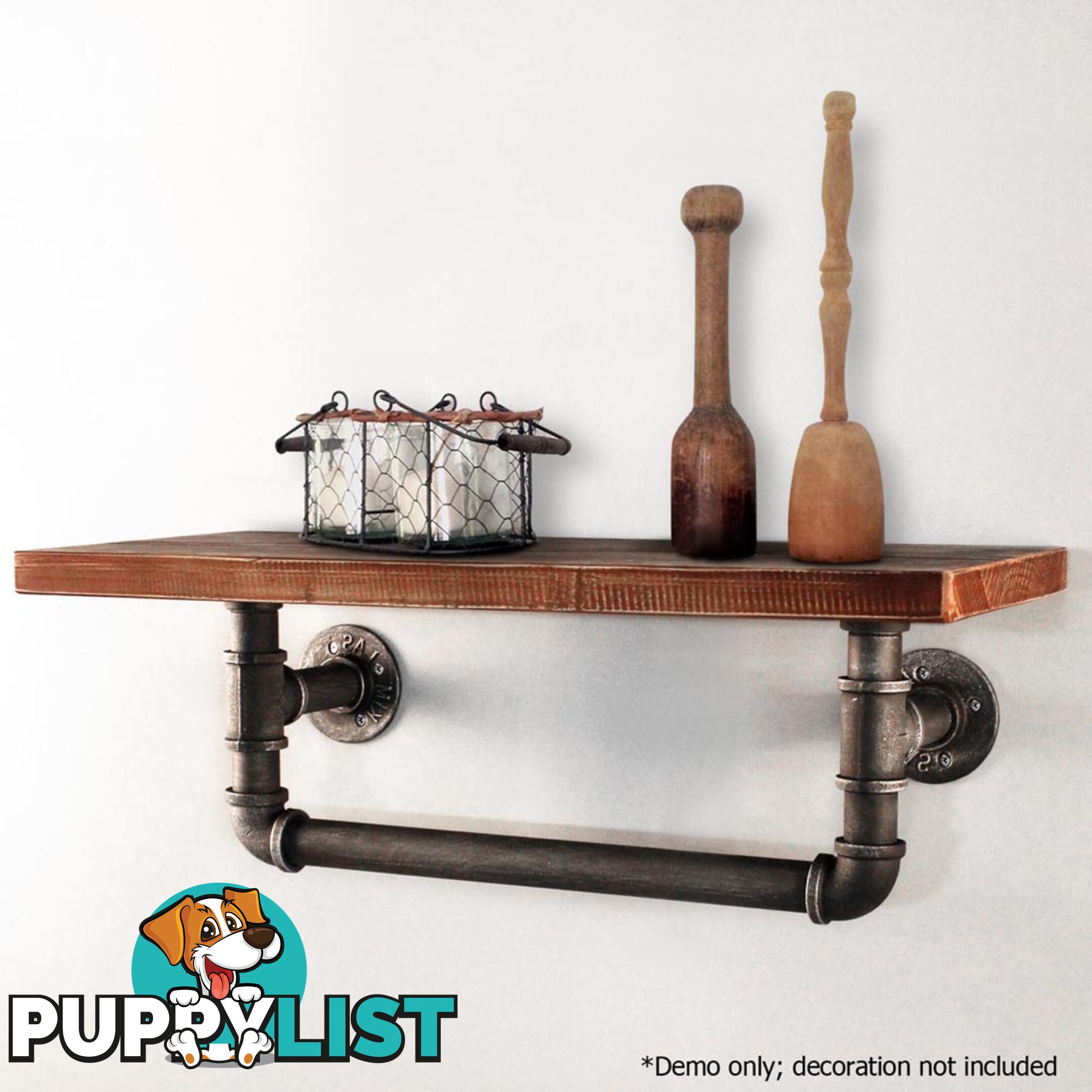 Rustic Industrial DIY Floating Pipe Shelf