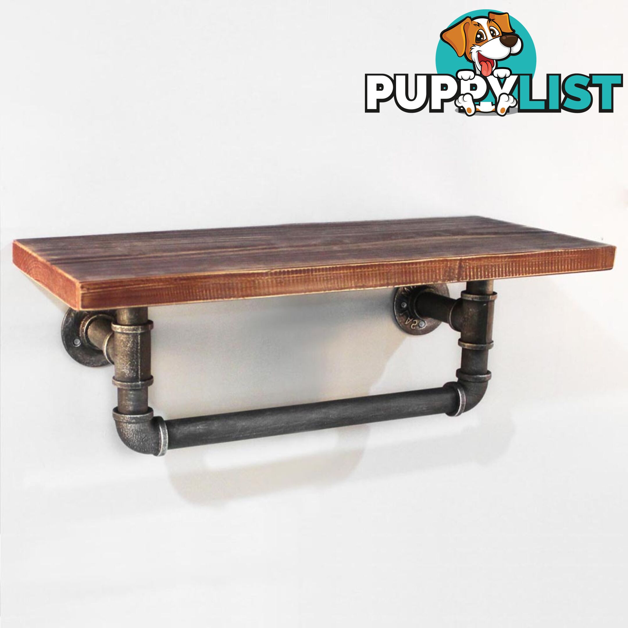 Rustic Industrial DIY Floating Pipe Shelf