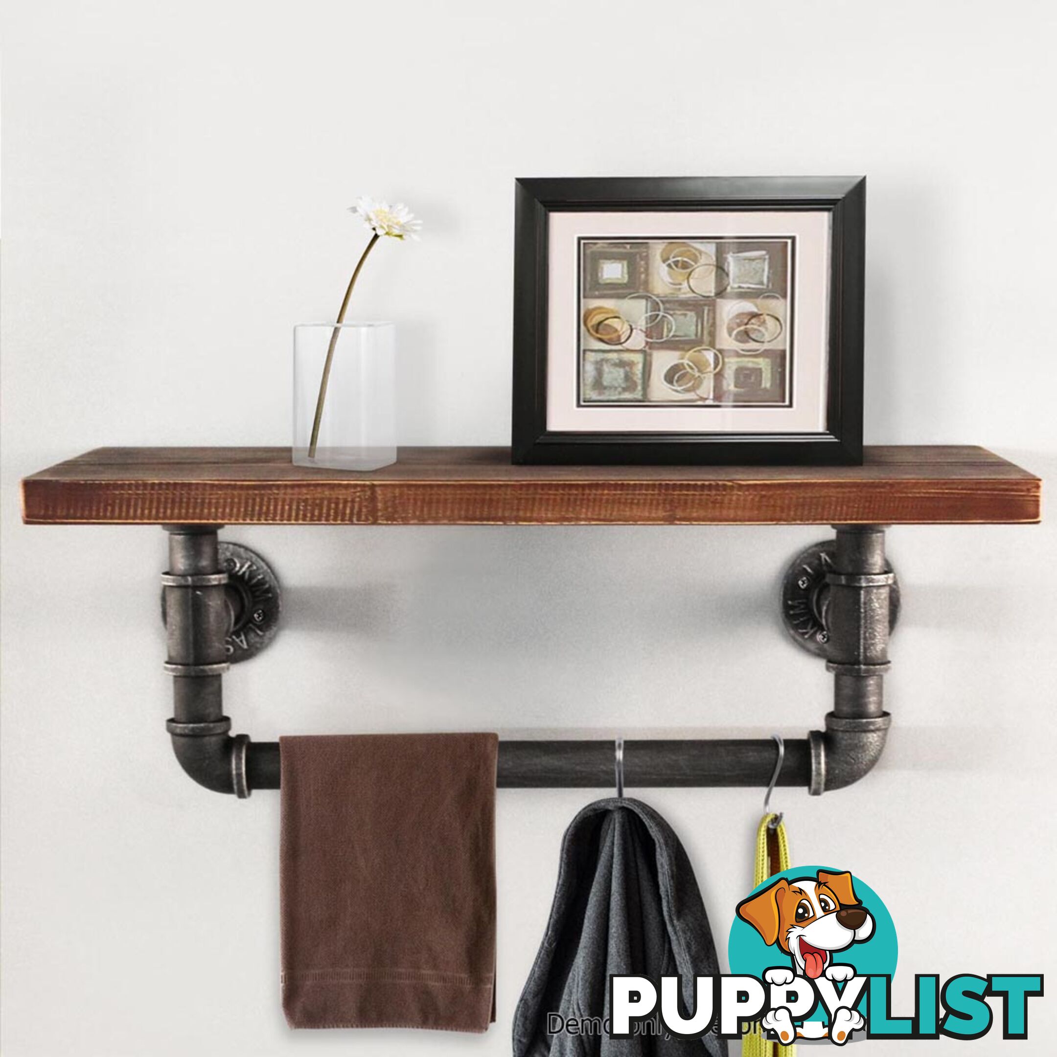 Rustic Industrial DIY Floating Pipe Shelf