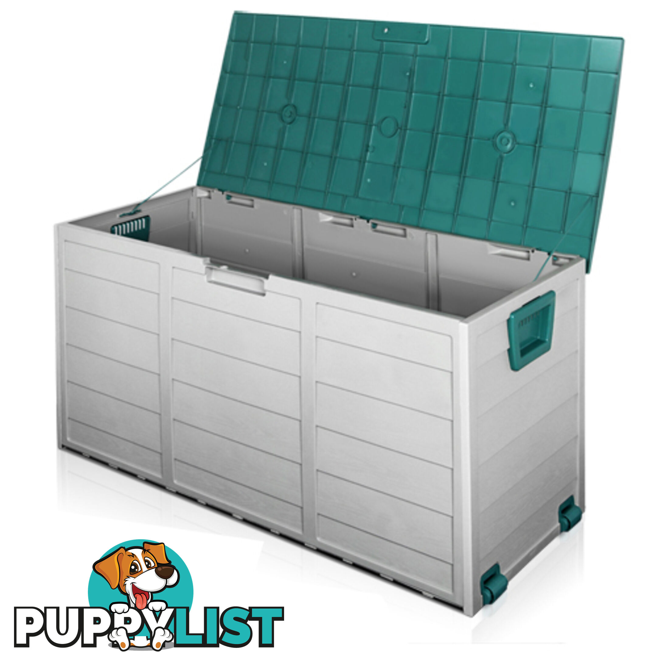 290L Plastic Outdoor Storage Box Container Weatherproof Grey Green