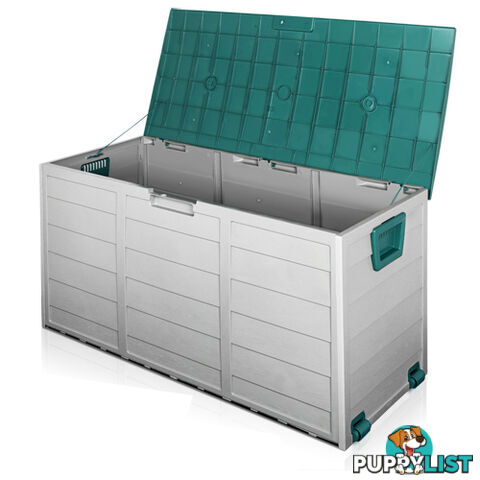 290L Plastic Outdoor Storage Box Container Weatherproof Grey Green