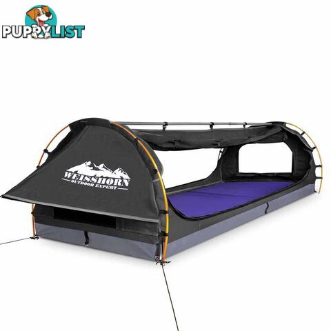 Double Camping Canvas Swag with Mattress and Air Pillow - Grey