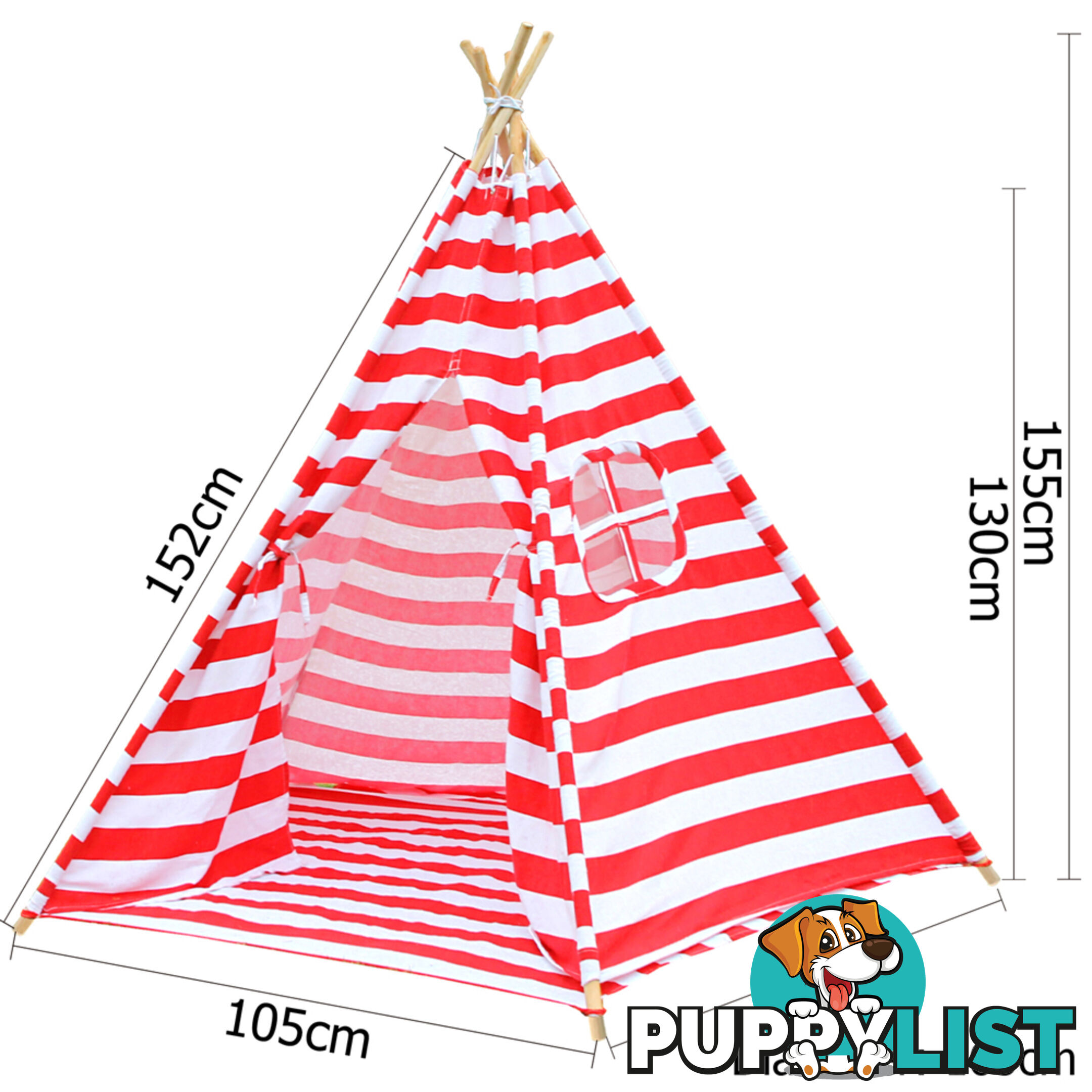 5 Poles Teepee Tent w/ Storage Bag Red