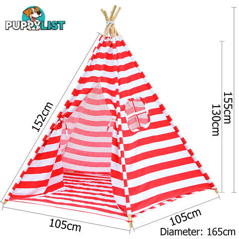 5 Poles Teepee Tent w/ Storage Bag Red