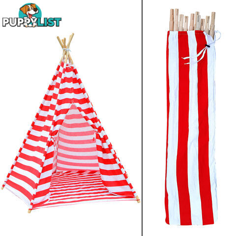 5 Poles Teepee Tent w/ Storage Bag Red