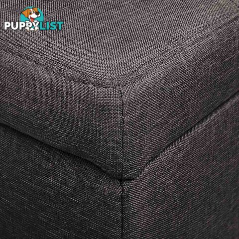 Linen Fabric Storage Ottoman Brown